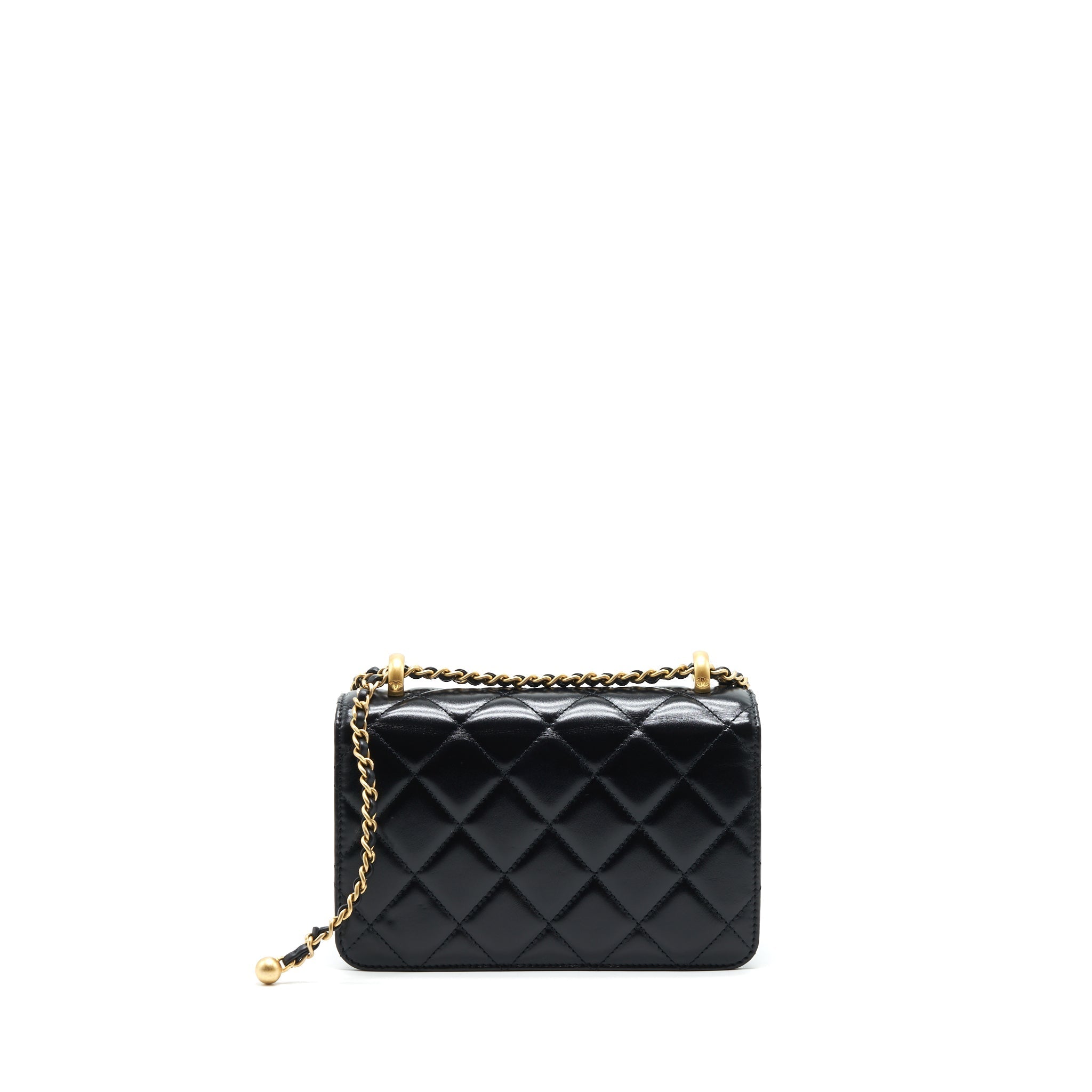 CHANEL 21A GOLD CRUSH FLAP BAG CALFSKIN BLACK GHW