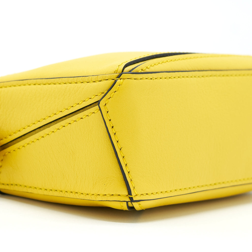 LOEWE NANO PUZZLE CLASSIC CALFSKIN YELLOW WITH SHW