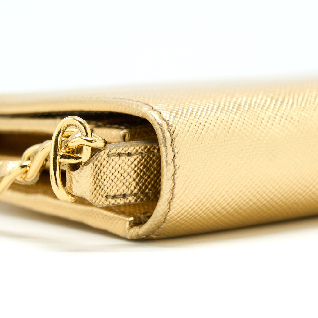 PRADA MINI WALLET ON CHAIN GOLD GHW