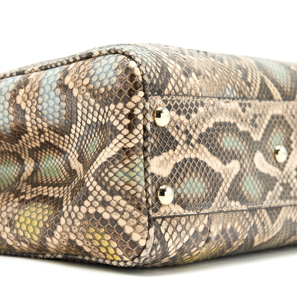 GUCCI PYTHON LEATHER BAMBOO HANDLE DIANA TOTE BAG