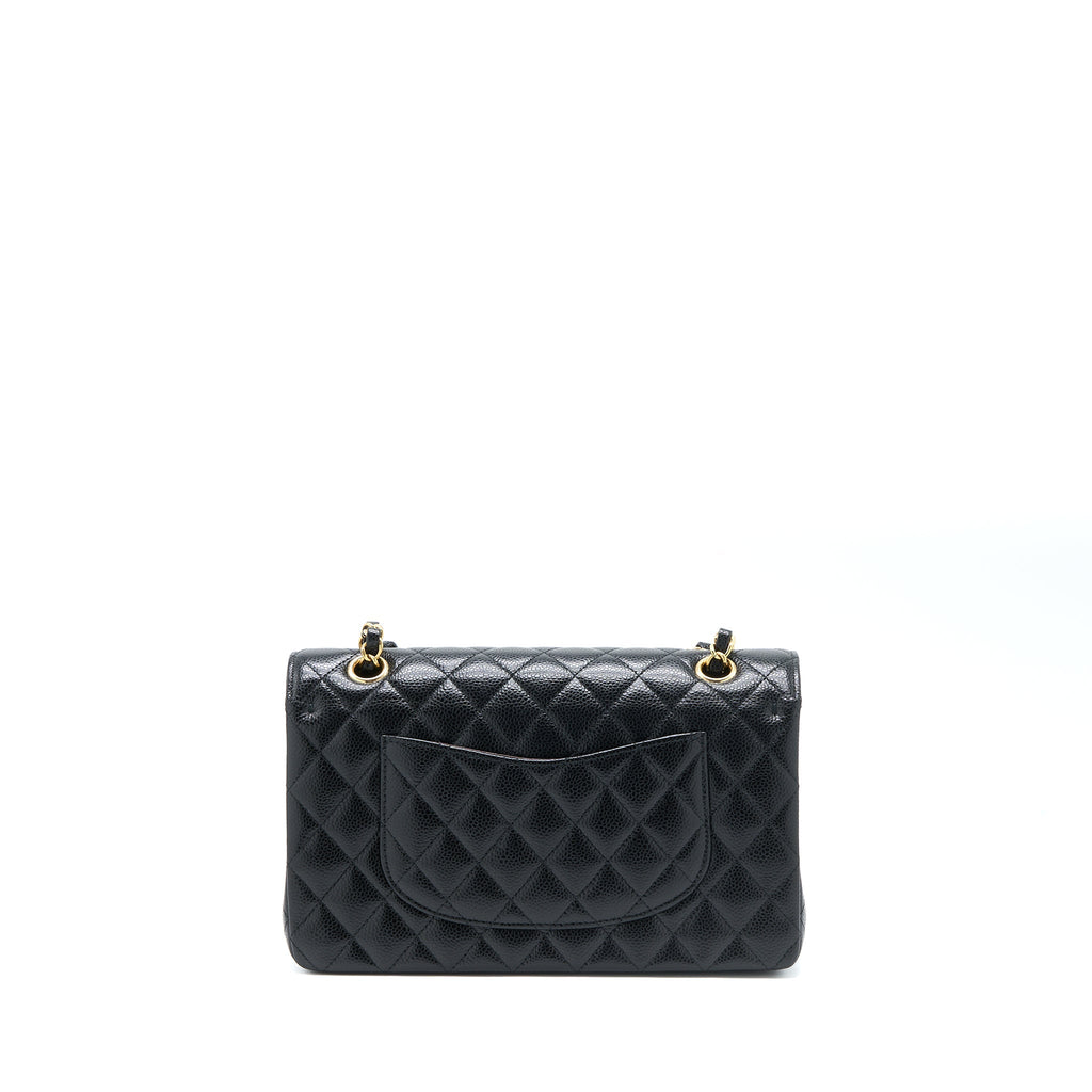 CHANEL MEDIUM CLASSIC DOUBLE FLAP BAG CAVIAR BLACK GHW (MICROCHIP)