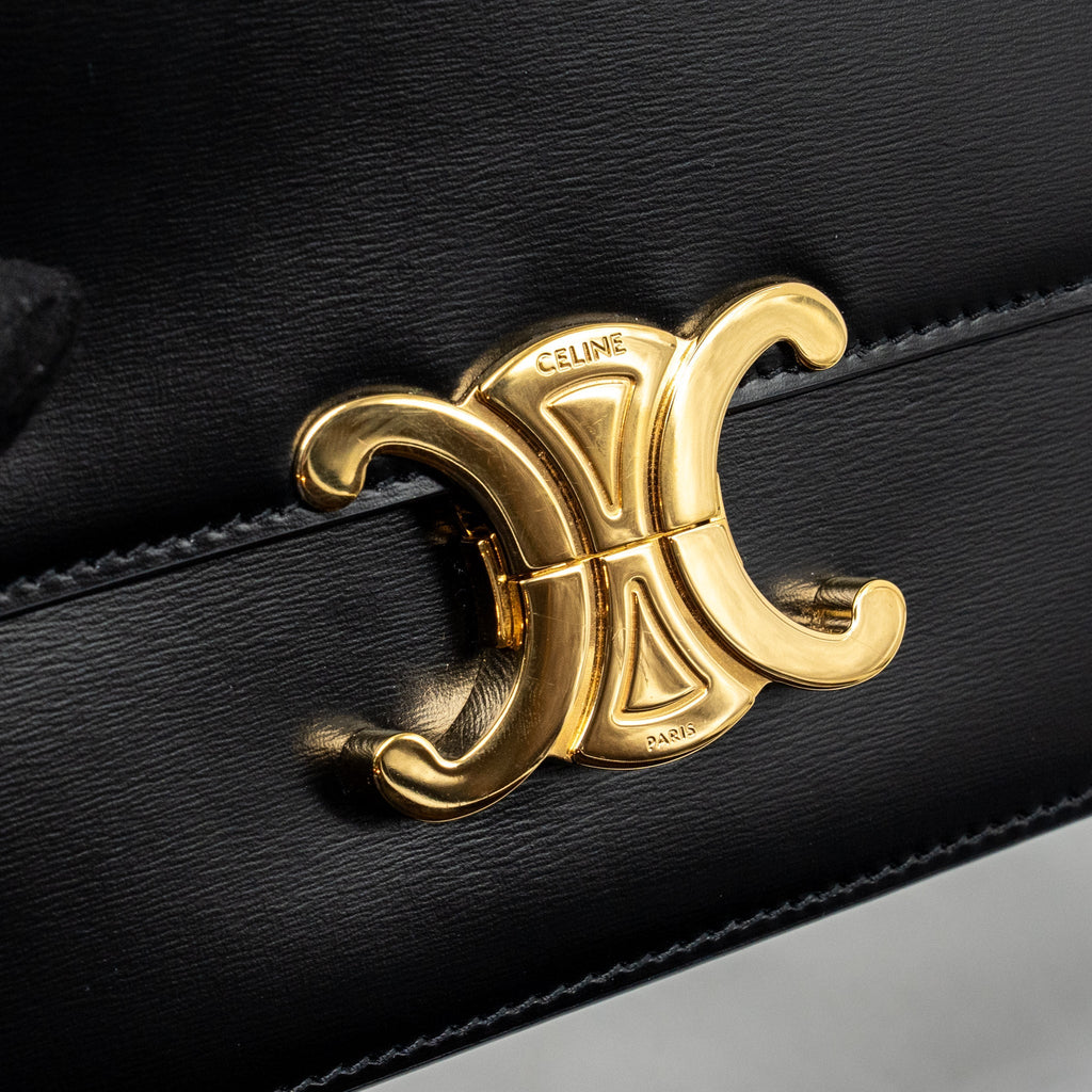 CELINE TEEN TRIOMPHE BAG SHINY CALFSKIN BLACK GHW