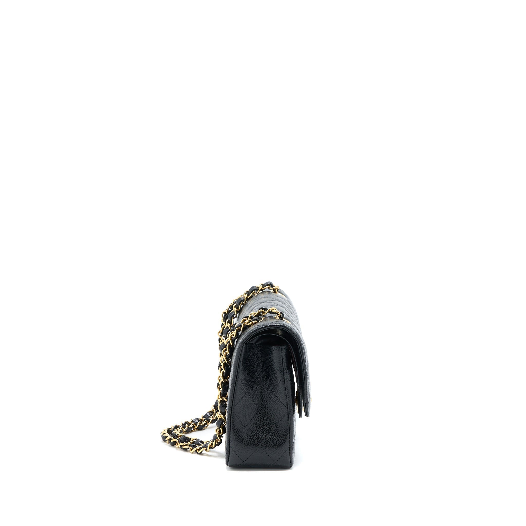 CHANEL MEDIUM CLASSIC DOUBLE FLAP BAG CAVIAR BLACK GHW (MICROCHIP)