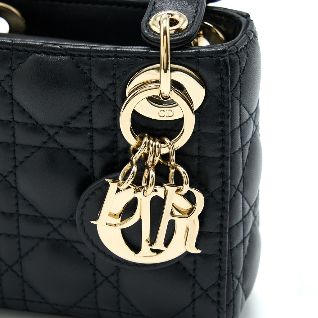DIOR MICRO LADY DIOR LAMBSKIN BLACK GHW