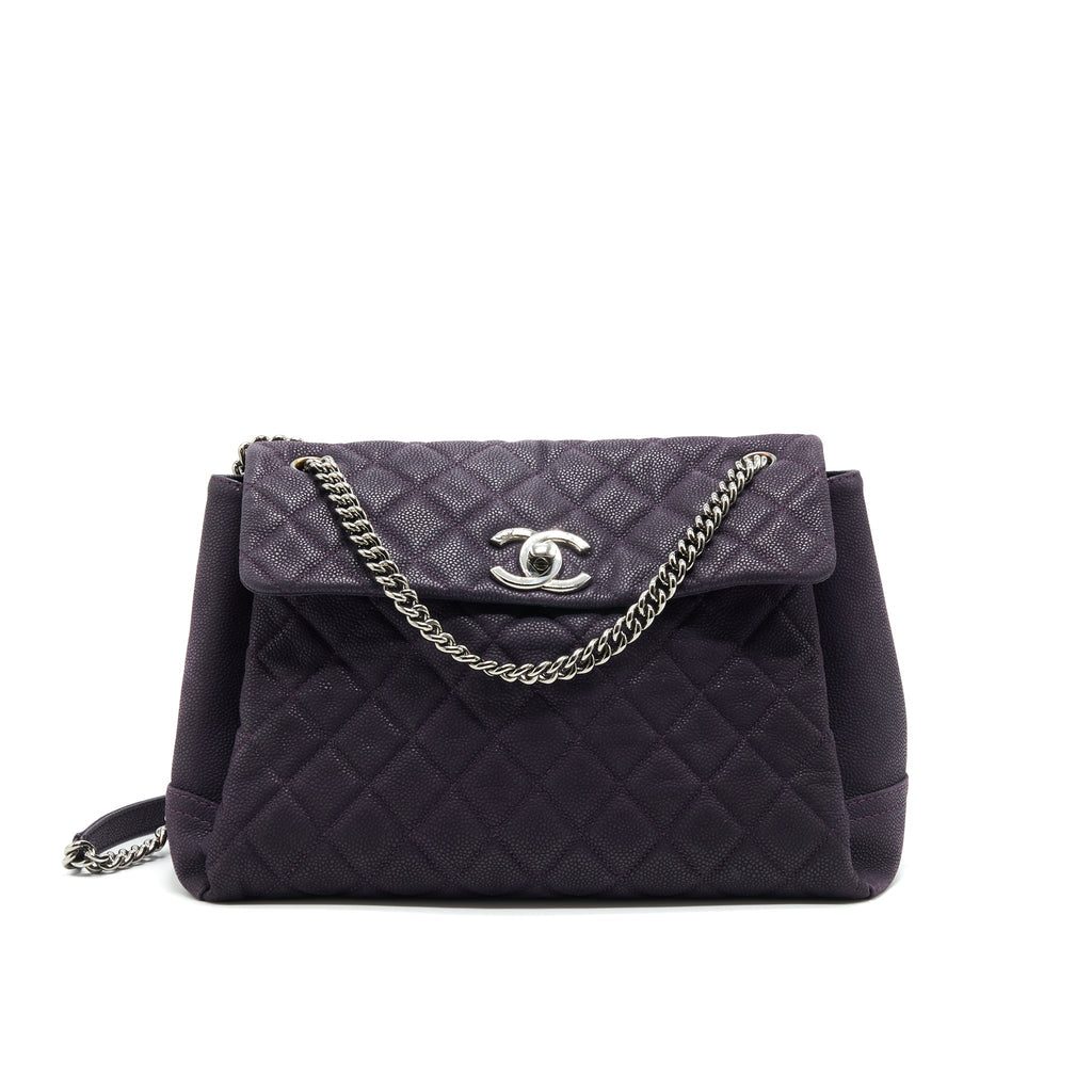 CHANEL FLAP TOTE BAG WITH CHAIN CAVIAR IN PURPLE SHW