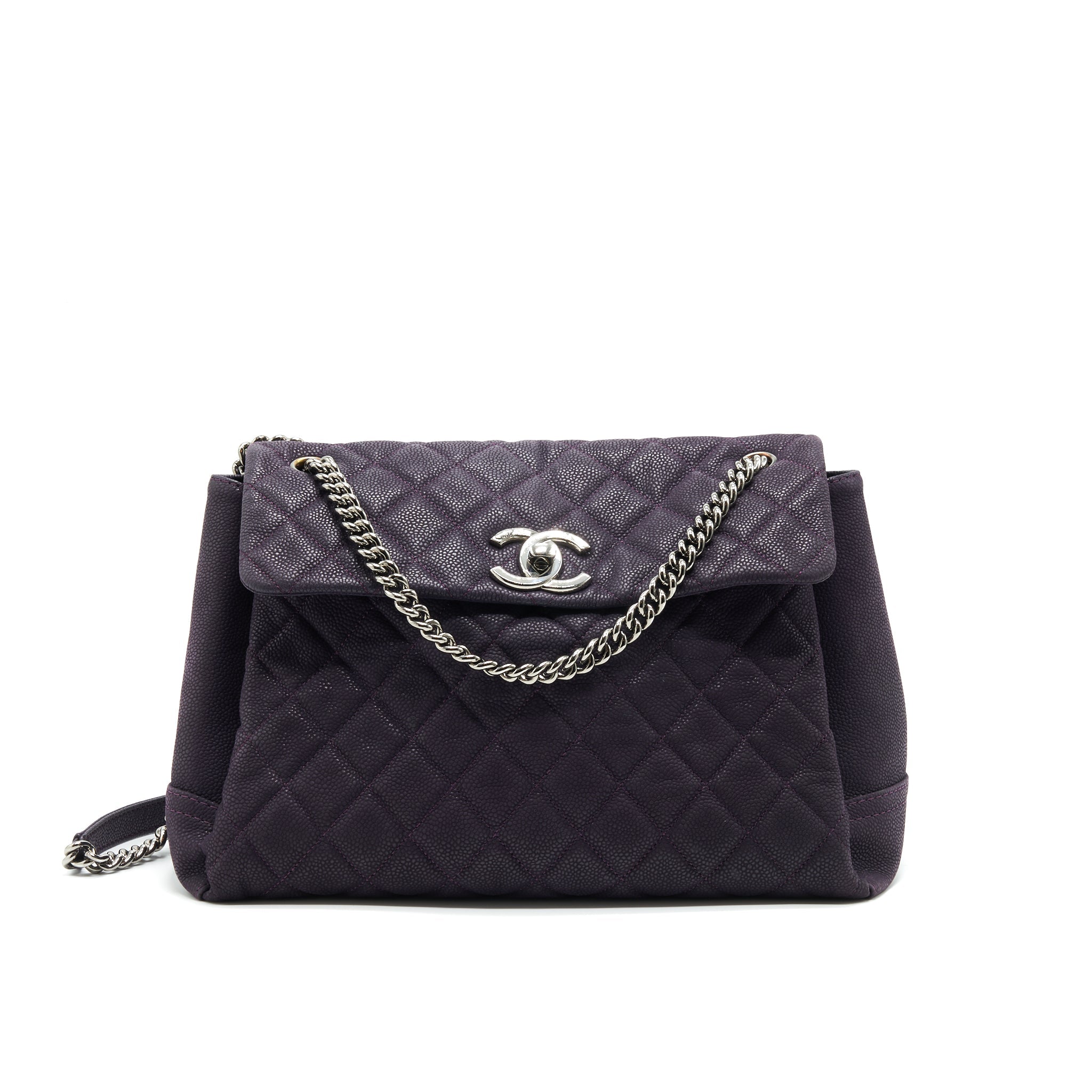 CHANEL FLAP TOTE BAG WITH CHAIN CAVIAR IN PURPLE SHW