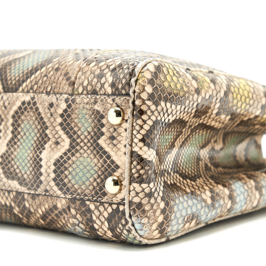 GUCCI PYTHON LEATHER BAMBOO HANDLE DIANA TOTE BAG