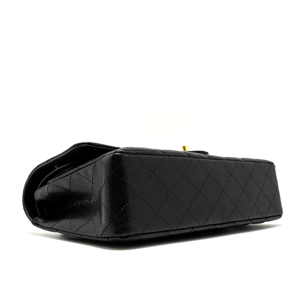 CHANEL MEDIUM CLASSIC DOUBLE FLAP BAG CAVIAR BLACK GHW (MICROCHIP)