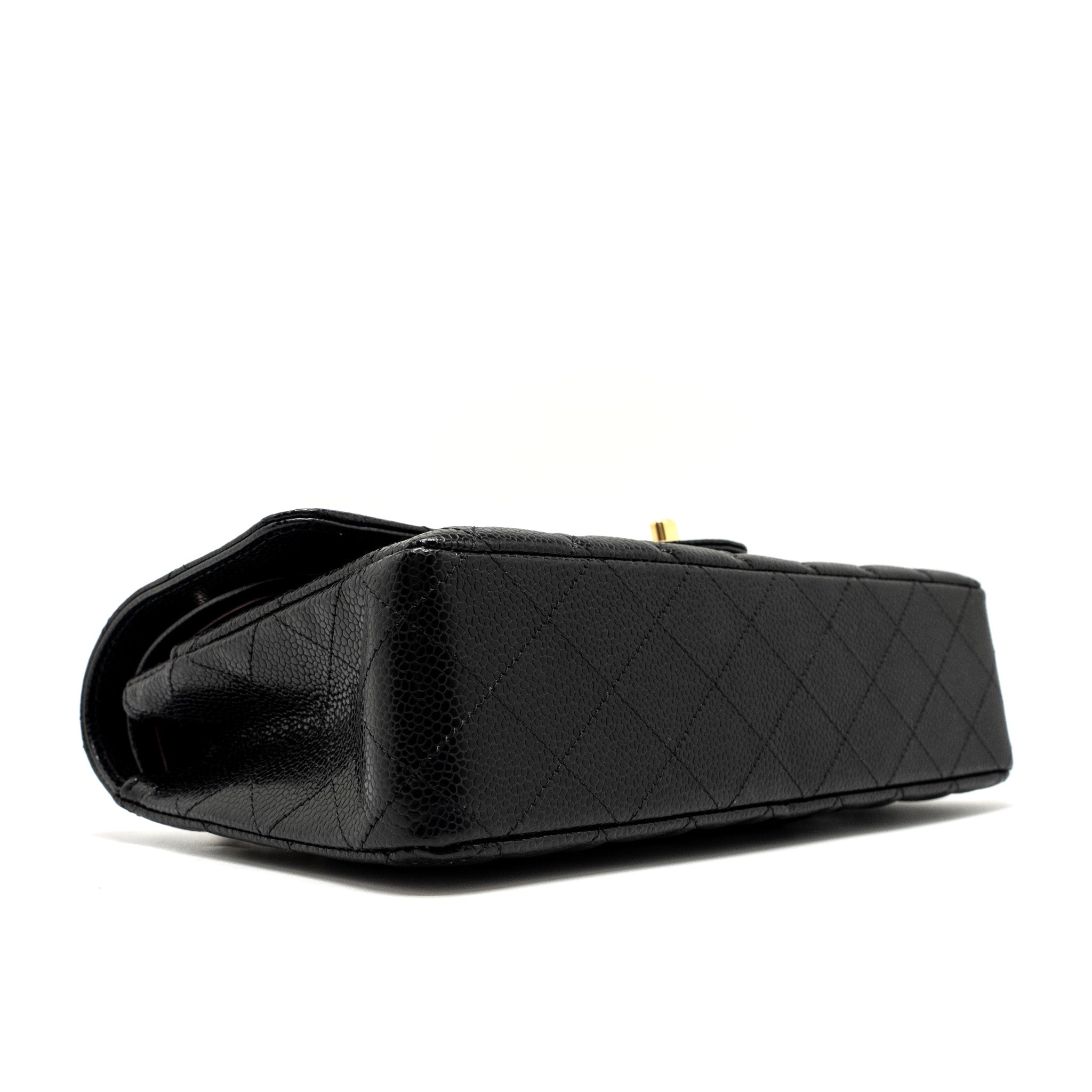 CHANEL MEDIUM CLASSIC DOUBLE FLAP BAG CAVIAR BLACK GHW (MICROCHIP)