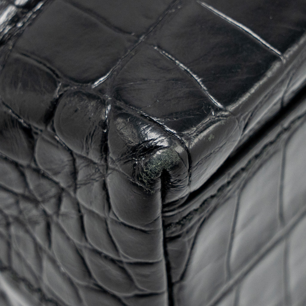 BALENCIAGA SHOPPING TOTE BAG XXS CROC EMBOSSED CALFSKIN BLACK SHW