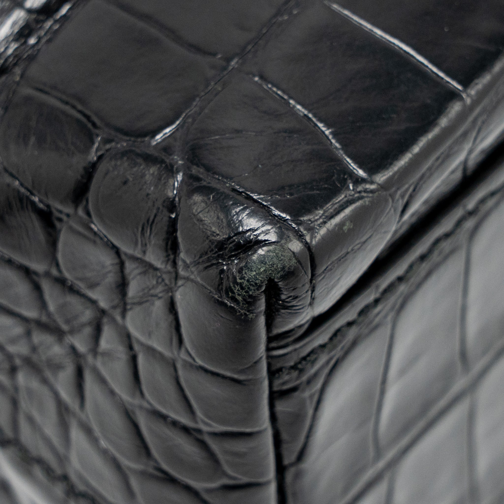 BALENCIAGA SHOPPING TOTE BAG XXS CROC EMBOSSED CALFSKIN BLACK SHW