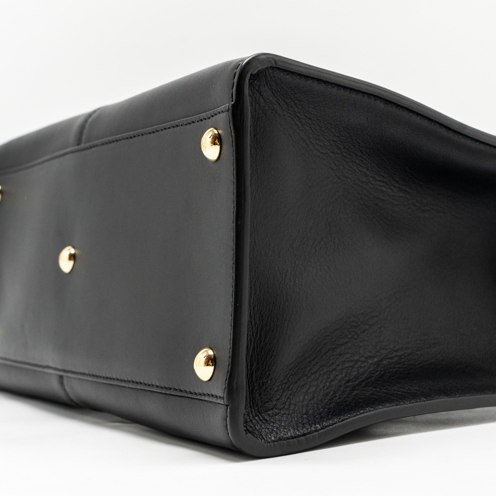 FENDI PEEKABOO X-LITE MEDIUM CALFSKIN BLACK GHW WITH FLOWERLAND STRAP