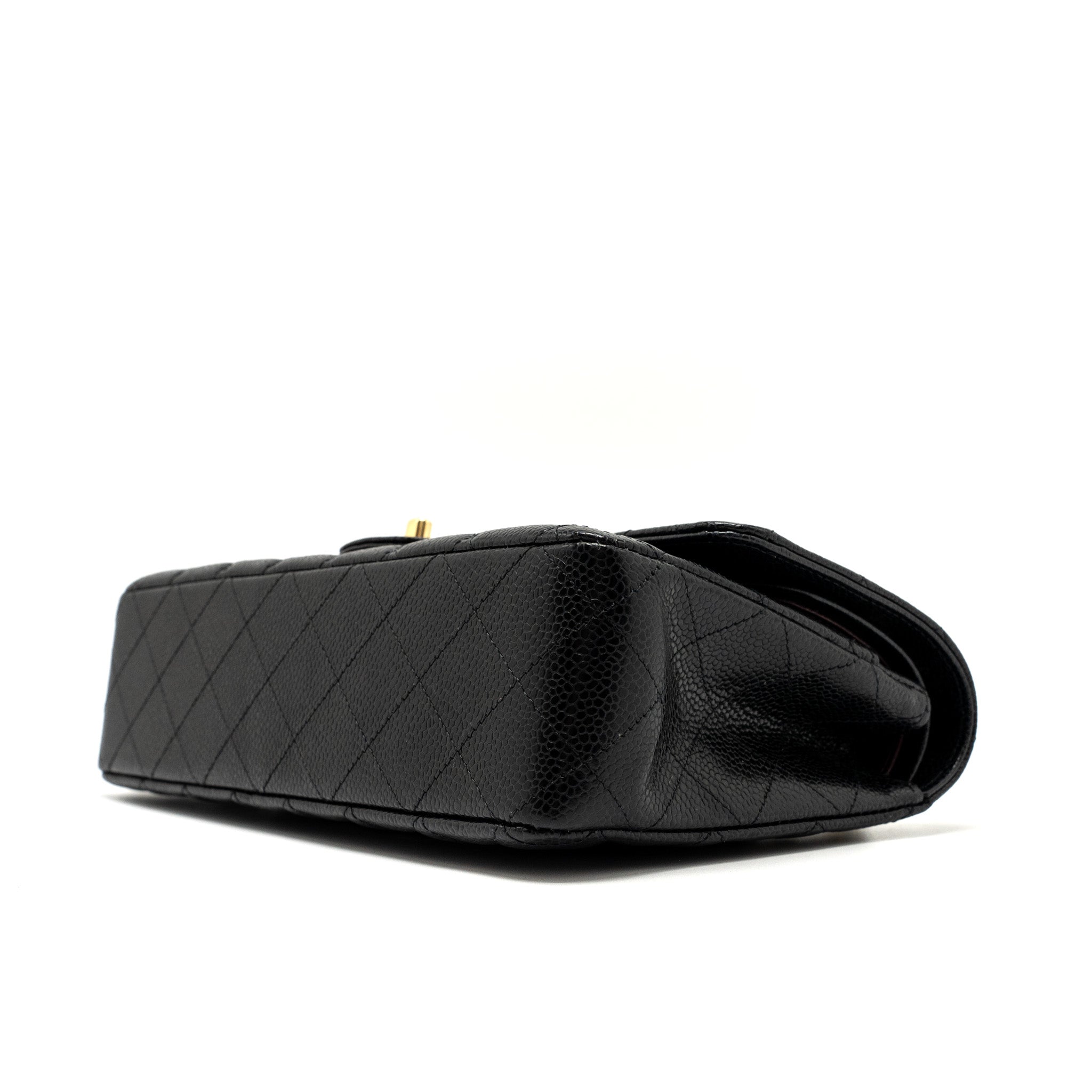 CHANEL MEDIUM CLASSIC DOUBLE FLAP BAG CAVIAR BLACK GHW (MICROCHIP)