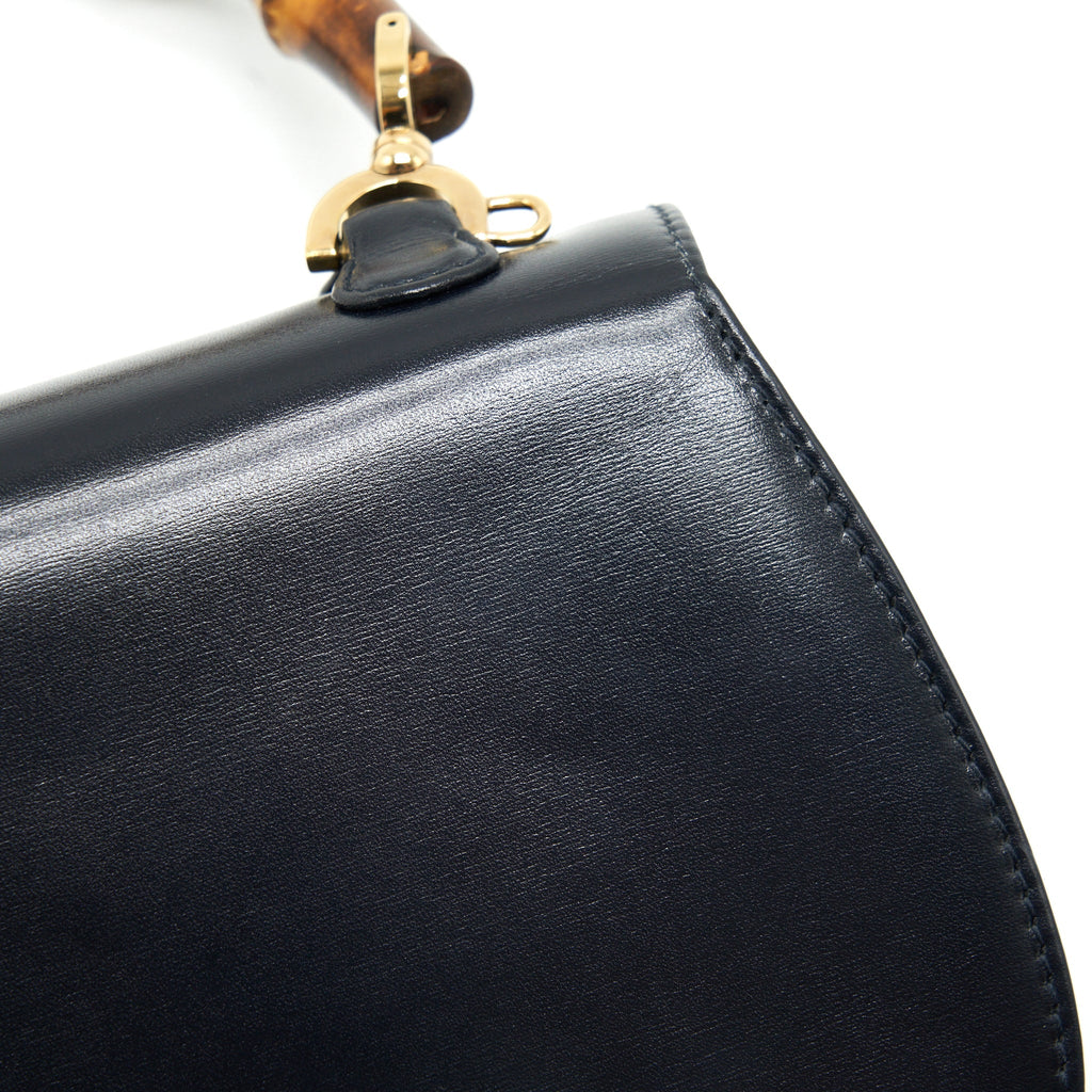 GUCCI VINTAGE BAMBOO SMALL TOP HANDLE BAG BLACK