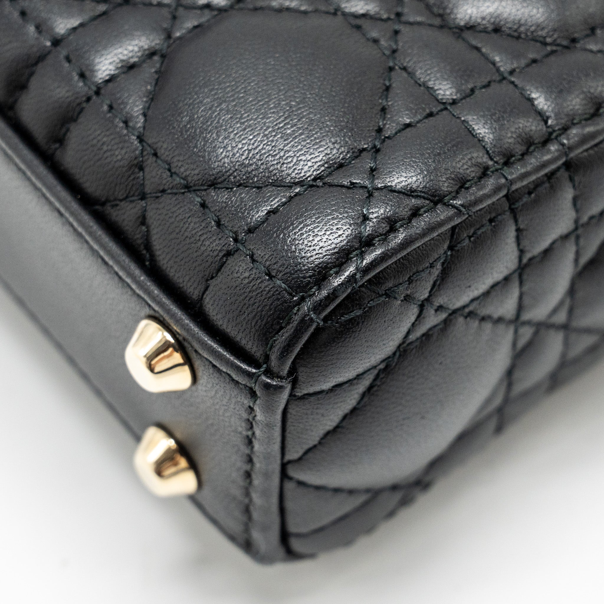DIOR MICRO LADY DIOR LAMBSKIN BLACK LGHW