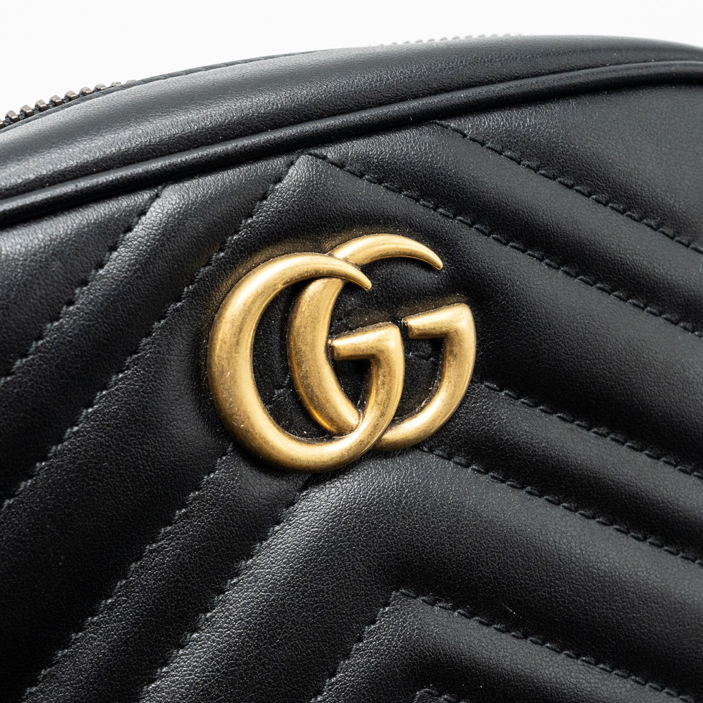 GUCCI GG MARMONT MATELASSE MINI BAG CALFSKIN BLACK GHW