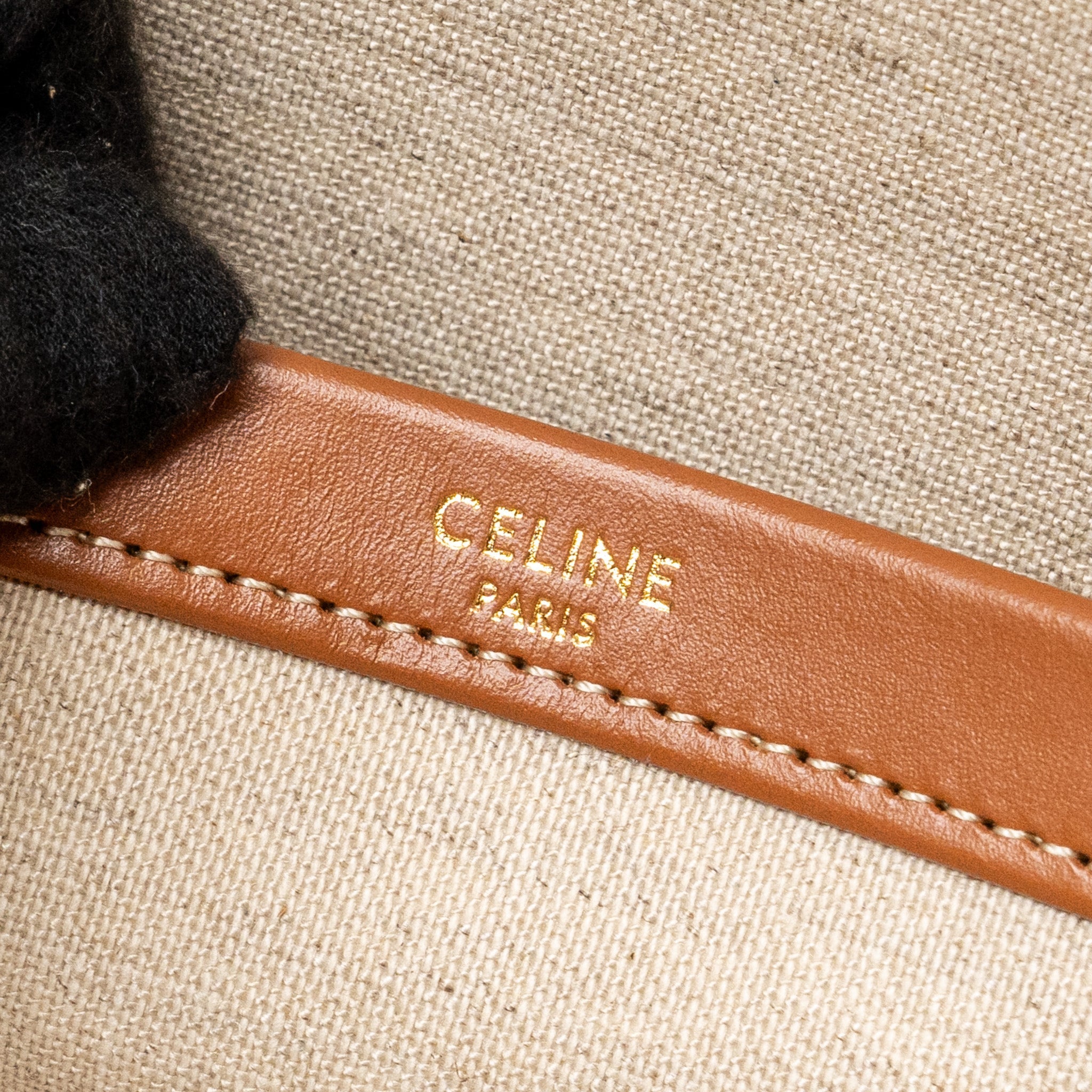 CELINE LARGE CABAS THAIS TRIOMPHE PRINTED WOOL/CALFSKIN WOOL/CALFSKIN BROWN