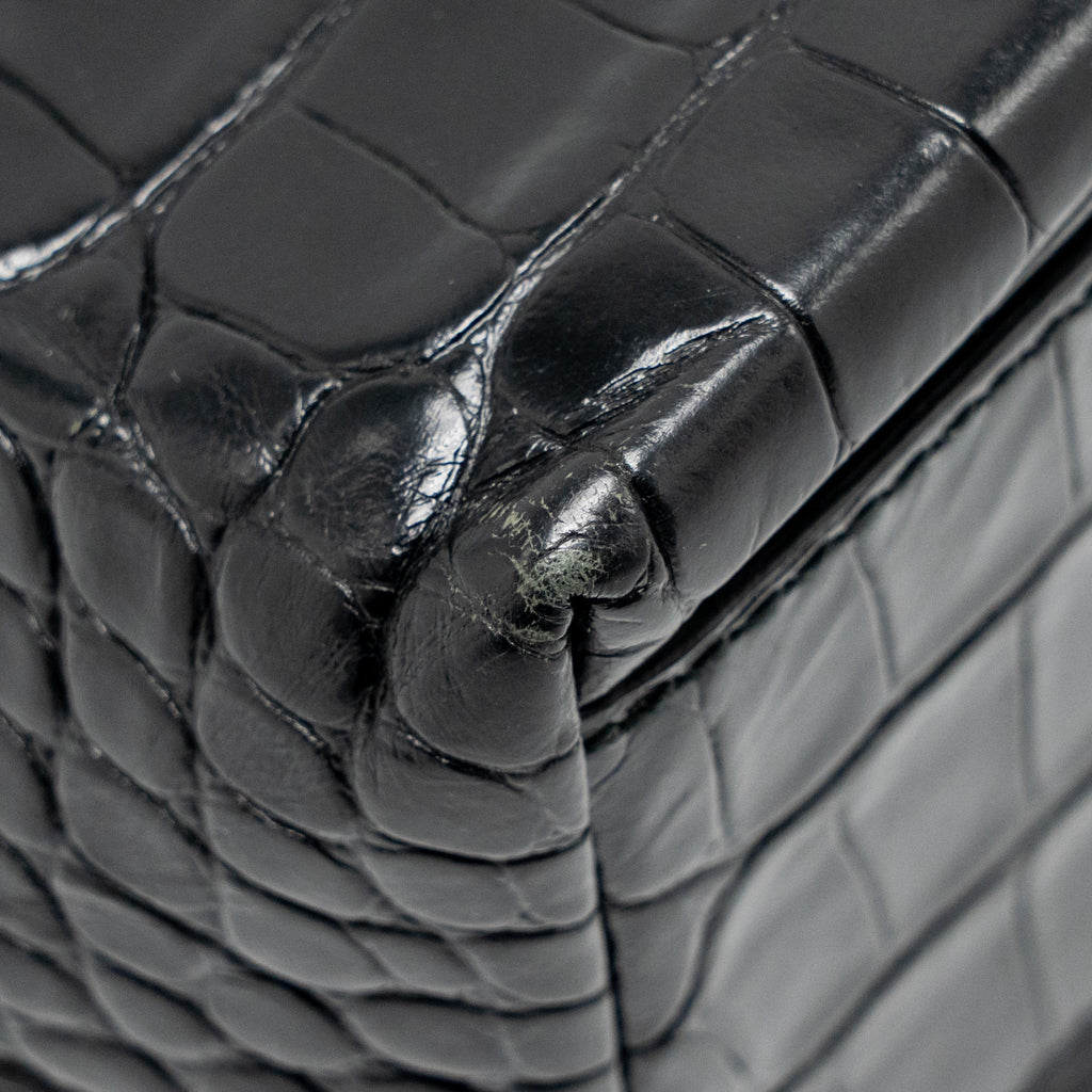 BALENCIAGA SHOPPING TOTE BAG XXS CROC EMBOSSED CALFSKIN BLACK SHW