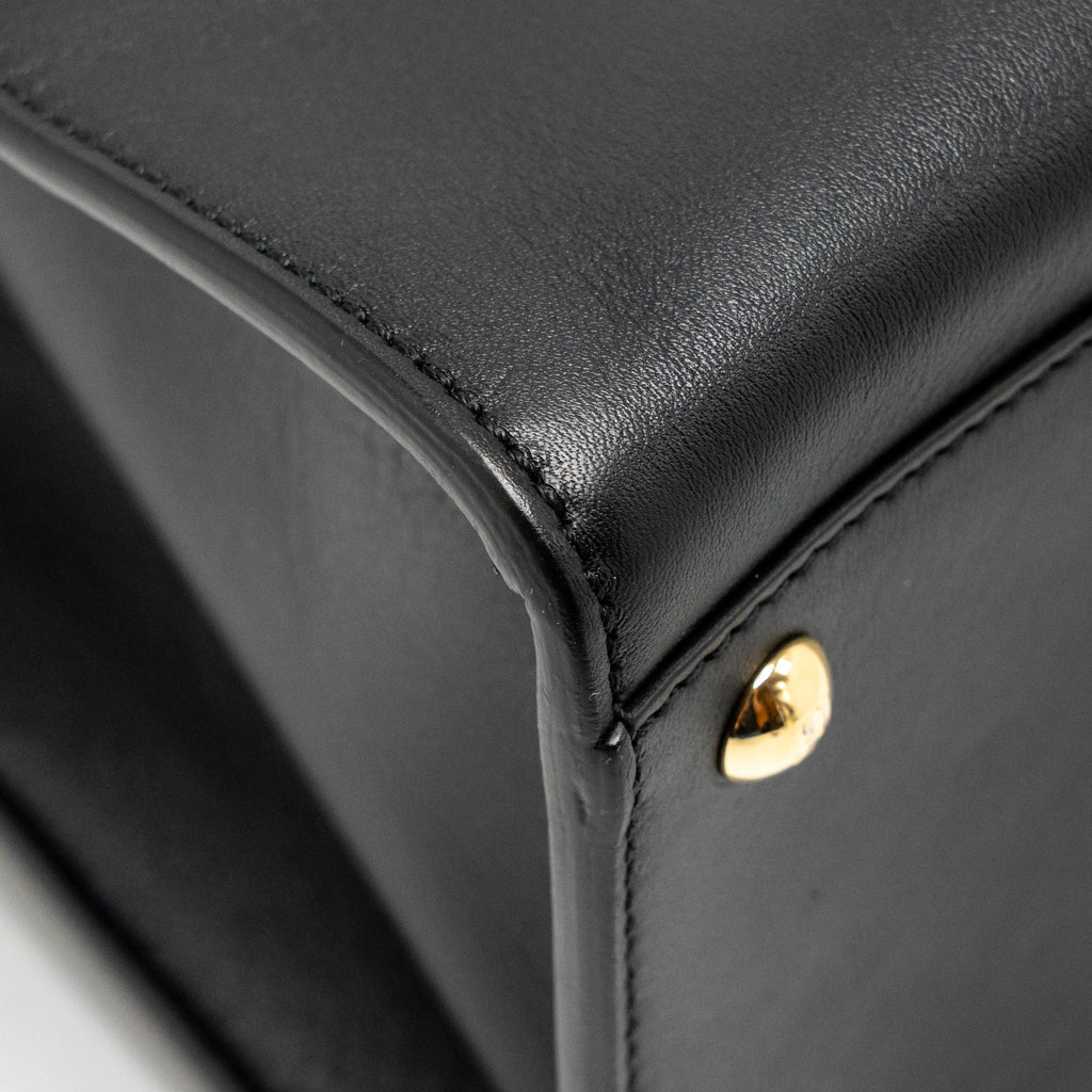 FENDI PEEKABOO X-LITE MEDIUM CALFSKIN BLACK GHW WITH FLOWERLAND STRAP