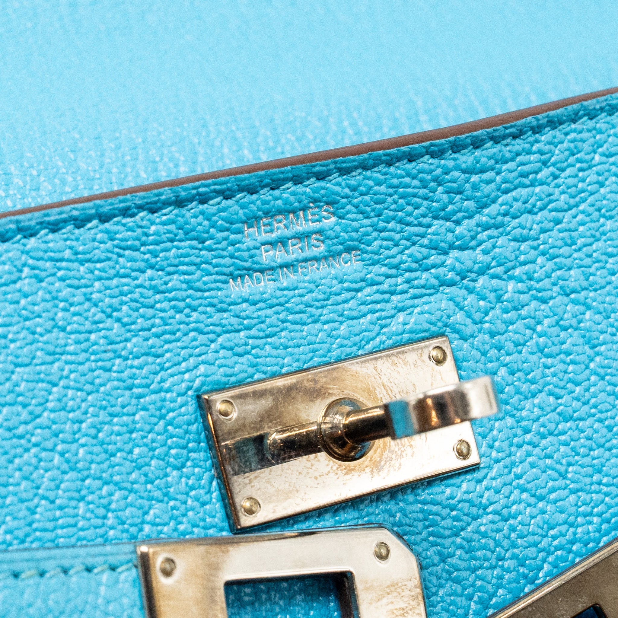 HERMES KELLY LONG WALLET CHEVRE MYSORE LEATHER BLUE AZTEQUE SHW