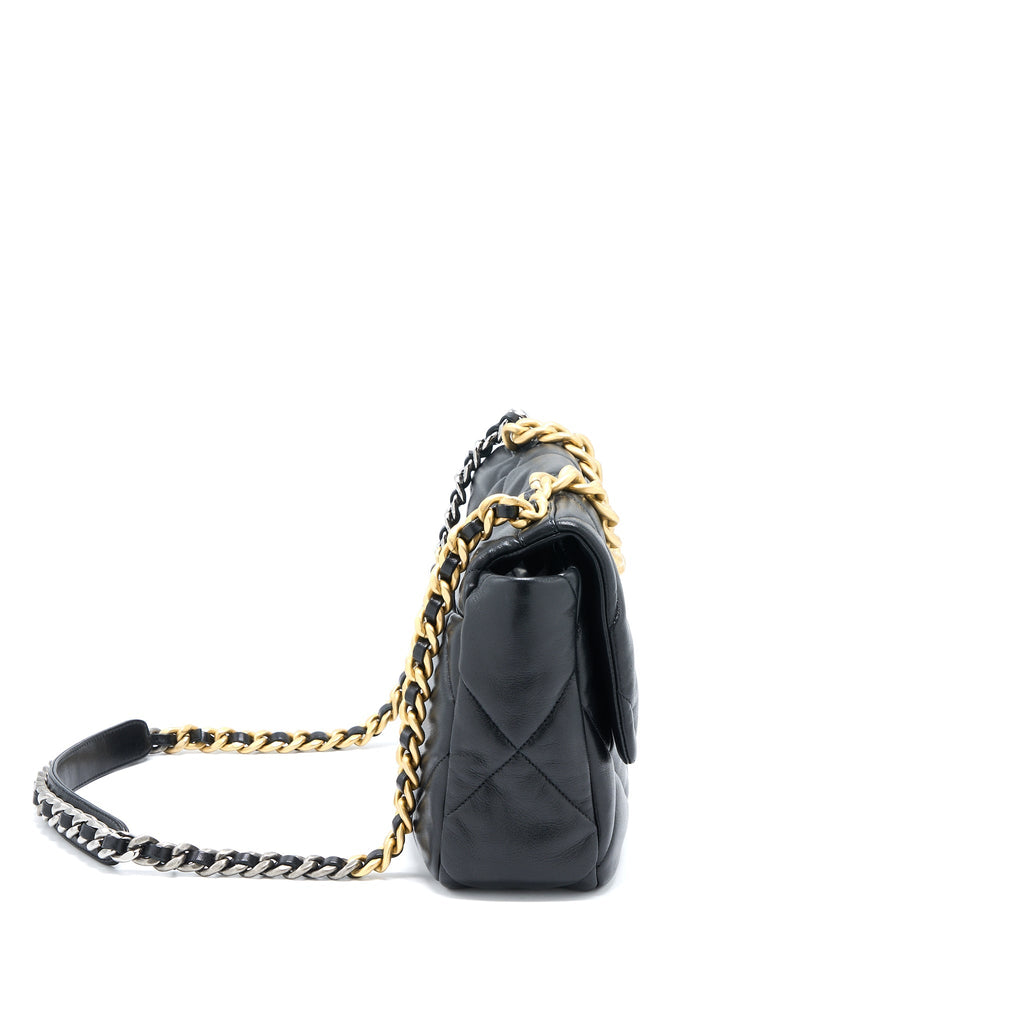 CHANEL MEDIUM 19 BAG LAMBSKIN BLACK MULTICOLOUR HARDWARE