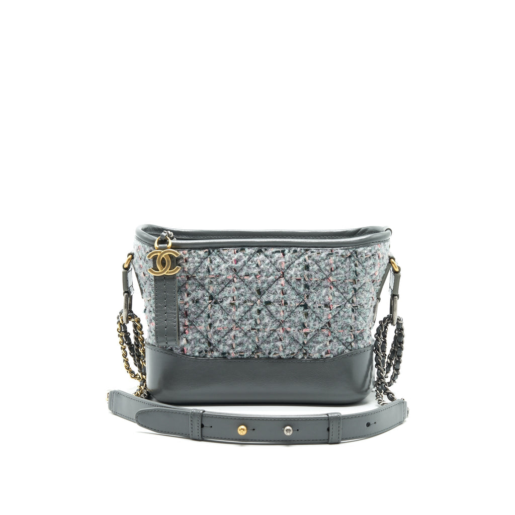 CHANEL SMALL TWEED GABRIELLE HOBO BAG GREY