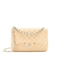 CHANEL CLASSIC JUMBO DOUBLE FLAP BAG CAVIAR BEIGE SHW
