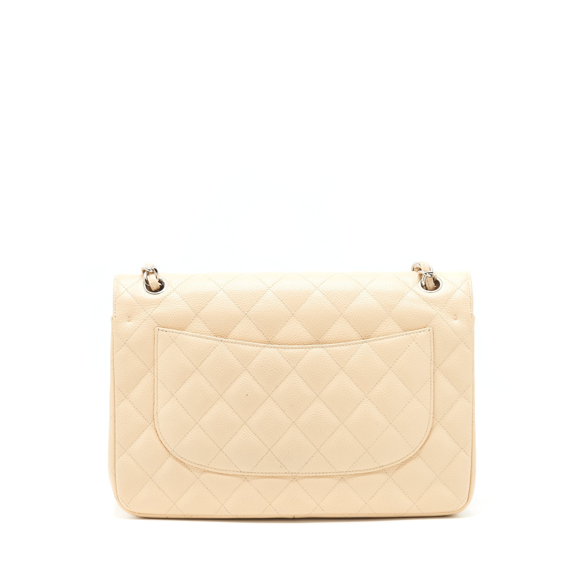 CHANEL CLASSIC JUMBO DOUBLE FLAP BAG CAVIAR BEIGE SHW