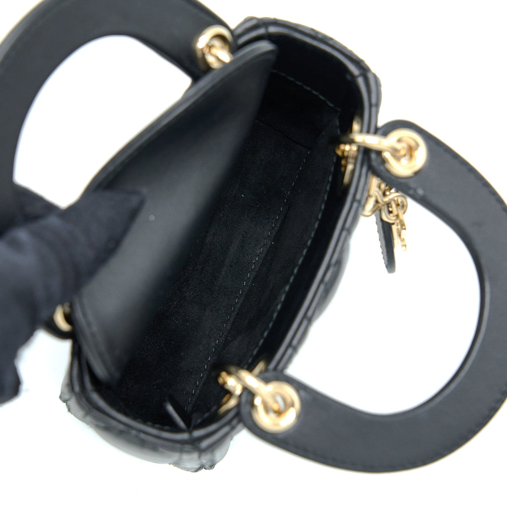 DIOR MICRO LADY DIOR LAMBSKIN BLACK GHW