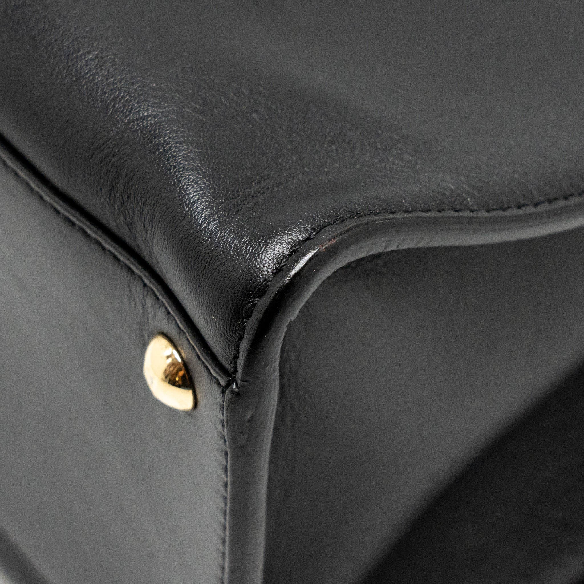 FENDI PEEKABOO X-LITE MEDIUM CALFSKIN BLACK GHW WITH FLOWERLAND STRAP