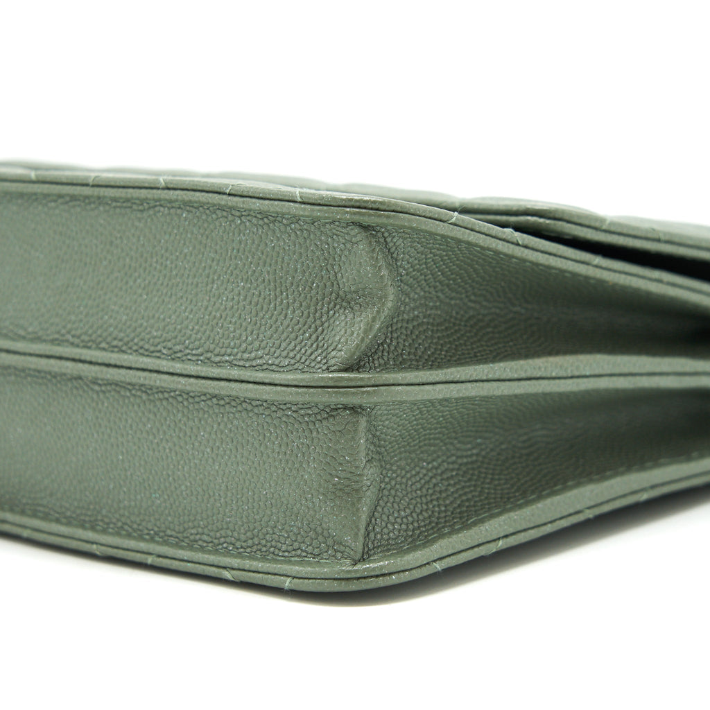 CHANEL WALLET ON CHAIN SQUARE CAVIAR GREEN GHW
