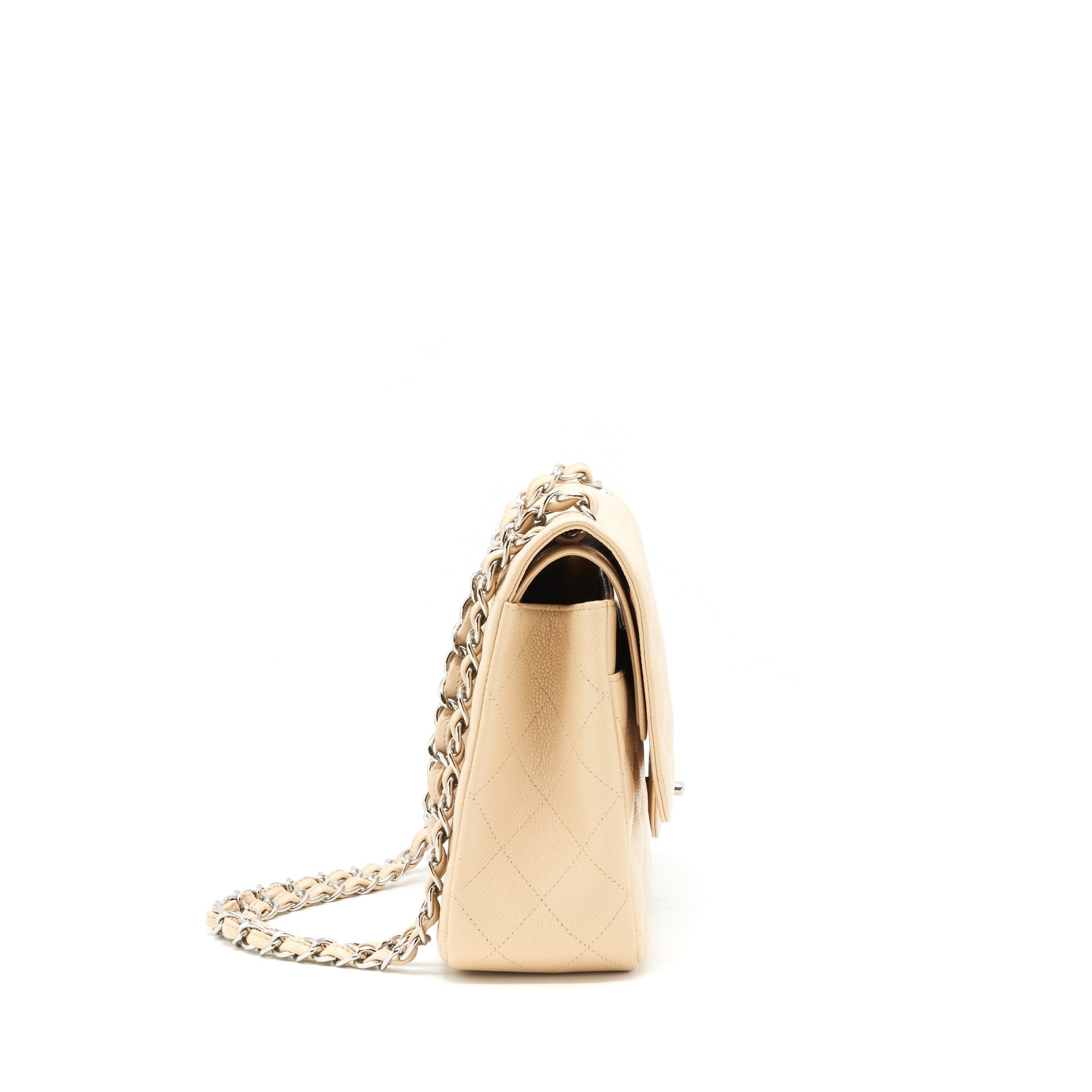 CHANEL CLASSIC JUMBO DOUBLE FLAP BAG CAVIAR BEIGE SHW