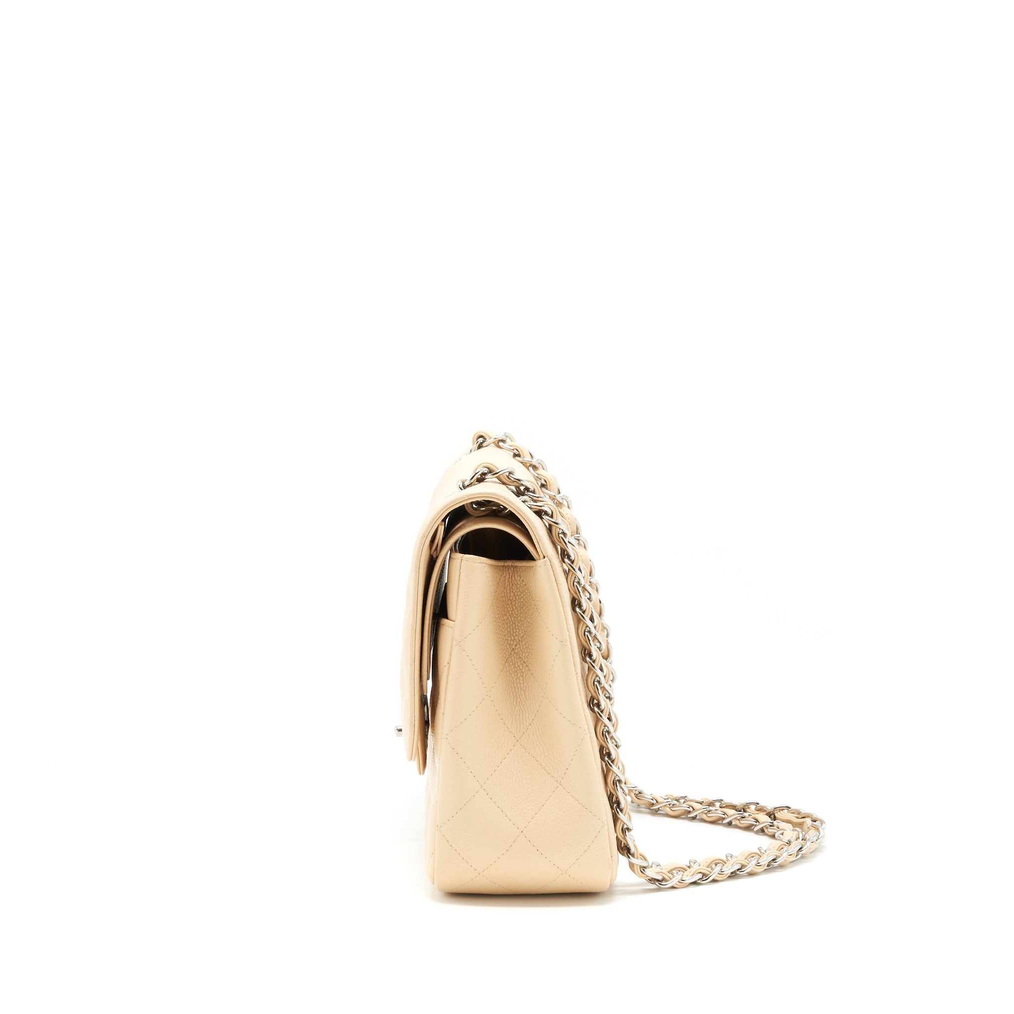 CHANEL CLASSIC JUMBO DOUBLE FLAP BAG CAVIAR BEIGE SHW