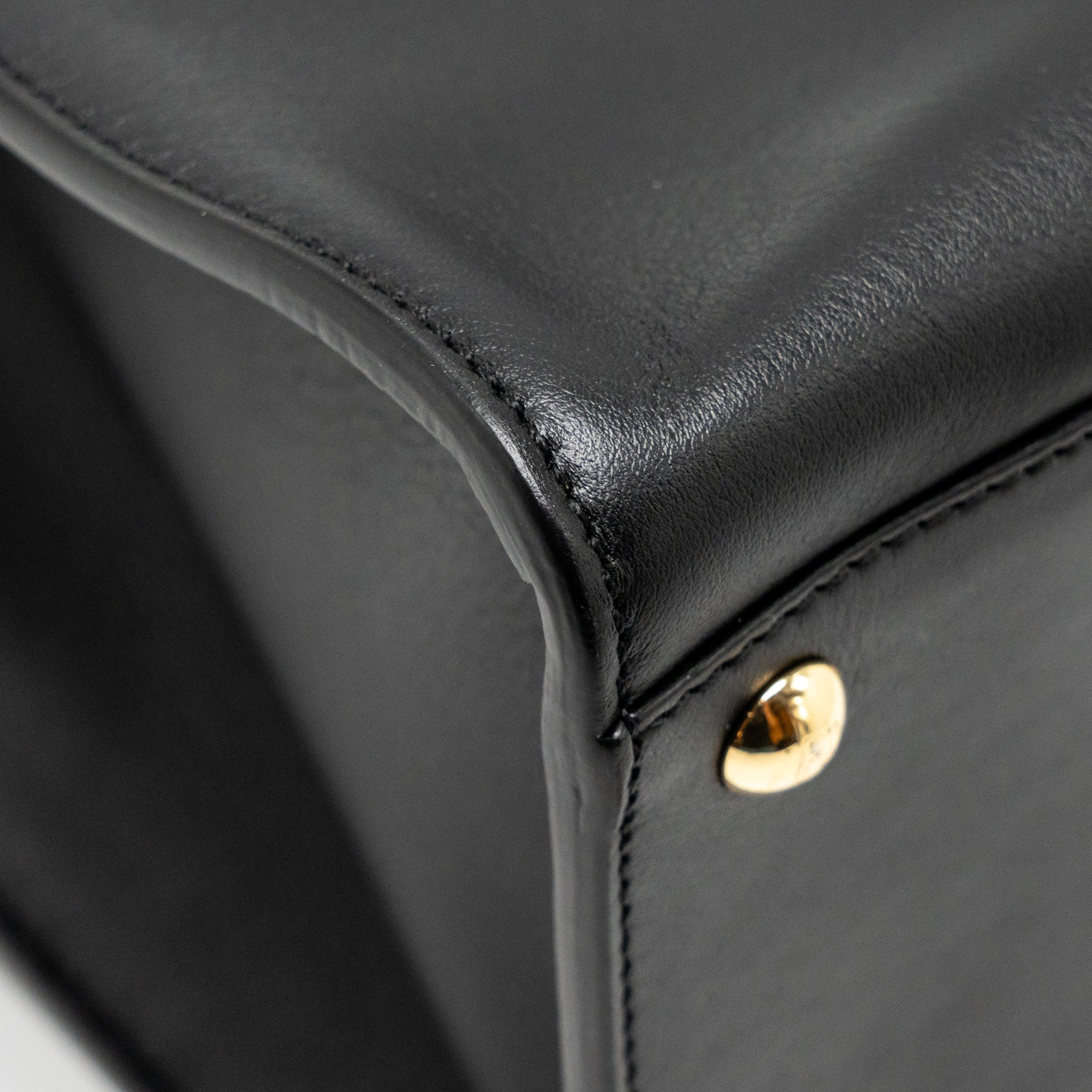 FENDI PEEKABOO X-LITE MEDIUM CALFSKIN BLACK GHW WITH FLOWERLAND STRAP
