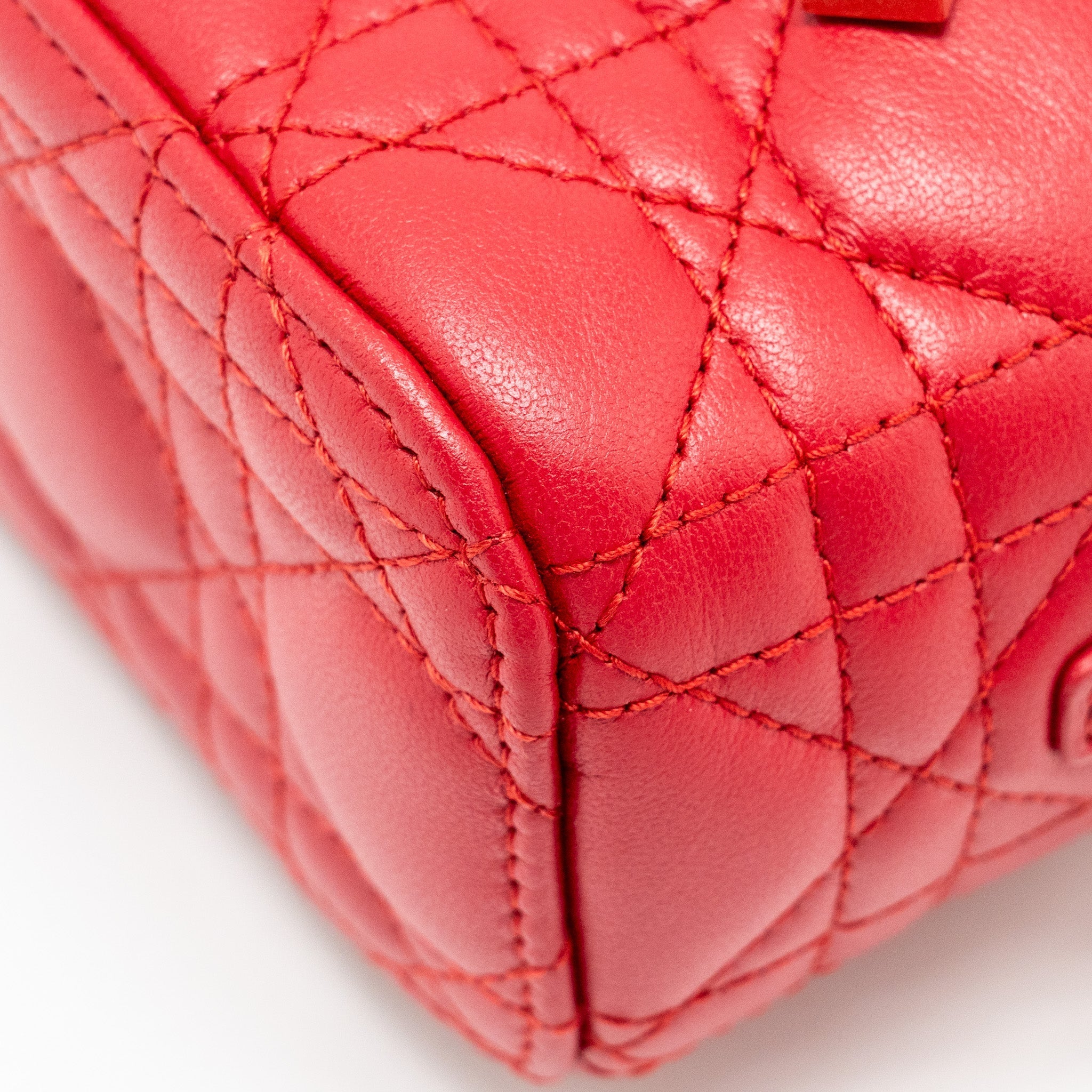 DIOR MICRO LADY DIOR VANITY CASE LAMBSKIN RED LGHW