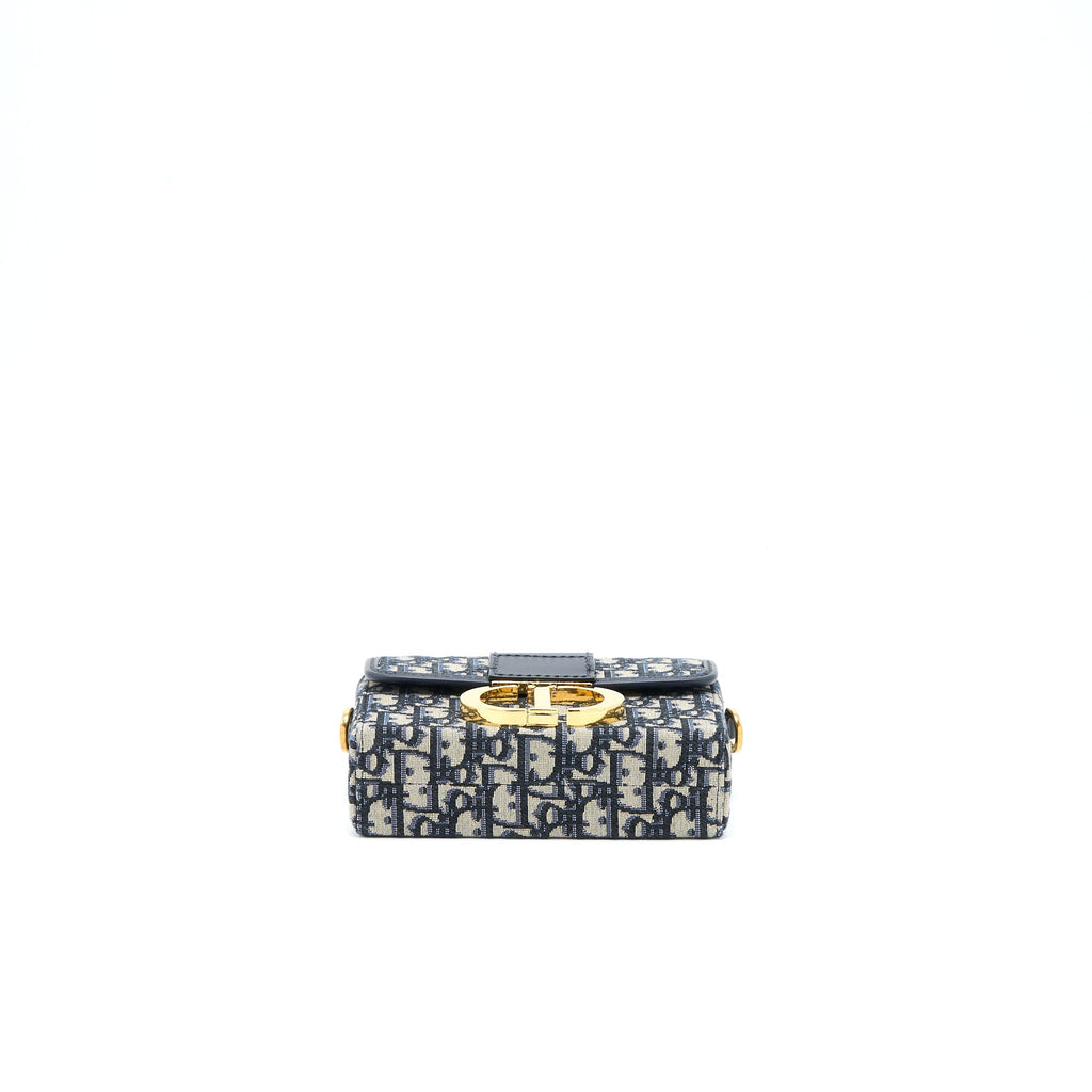 DIOR 30 MONTAIGNE MINI BOX BAG BLUE OBLIQUE GHW