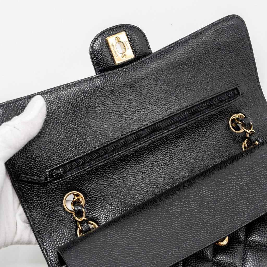 CHANEL MEDIUM CLASSIC DOUBLE FLAP BAG CAVIAR BLACK GHW