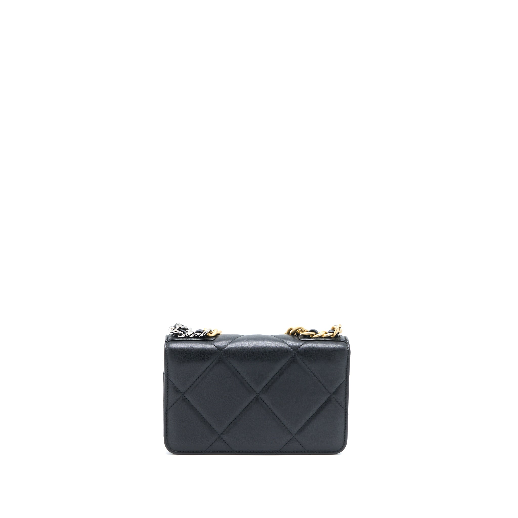 CHANEL 19 WALLET ON CHAIN LAMBSKIN BLACK MULTICOLOUR HARDWARE