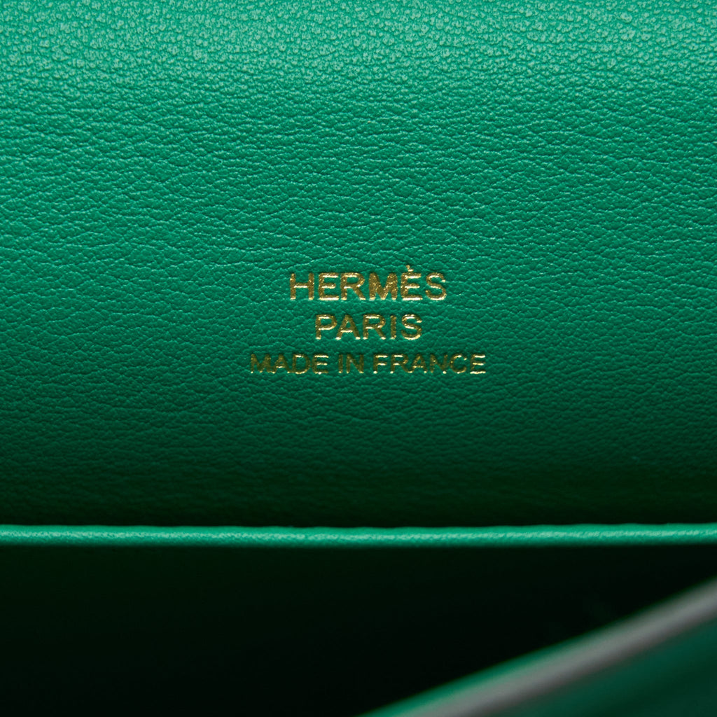 HERMES KELLY POCHETTE SWIFT U4 VERT VERTIGO GHW