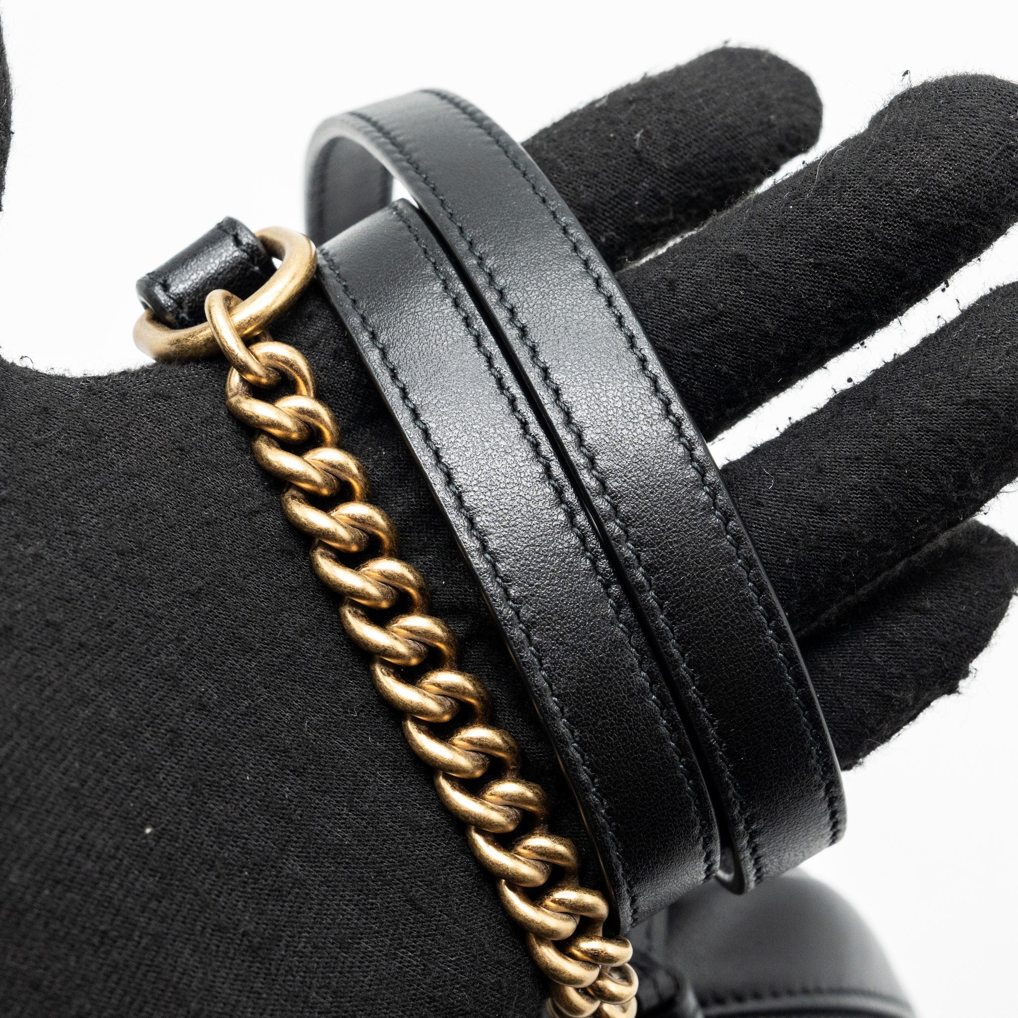 GUCCI GG MARMONT MATELASSE MINI BAG CALFSKIN BLACK GHW