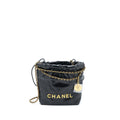 CHANEL MINI 22 BAG SHINY CALFSKIN BLACK BRUSHED GHW (MICROCHIP)