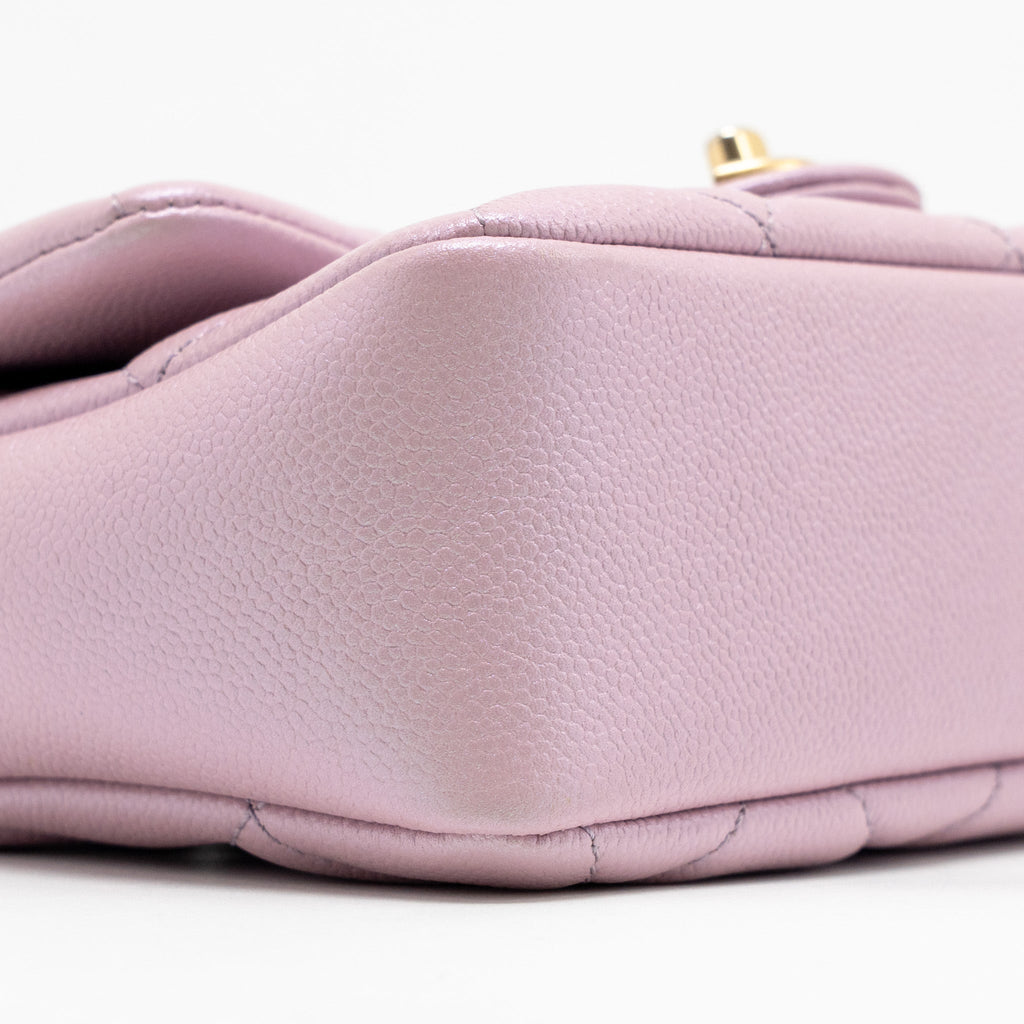 CHANEL 21K MY PERFECT MINI FLAP BAG CAVIAR IRIDESCENT PINK GHW (MICROCHIP)