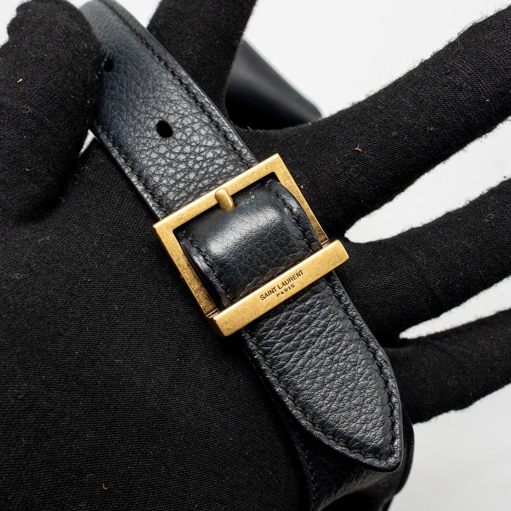 SAINT LAURENT LE 5 A 7 SOFT SMALL BAG CALFSKIN BLACK GHW