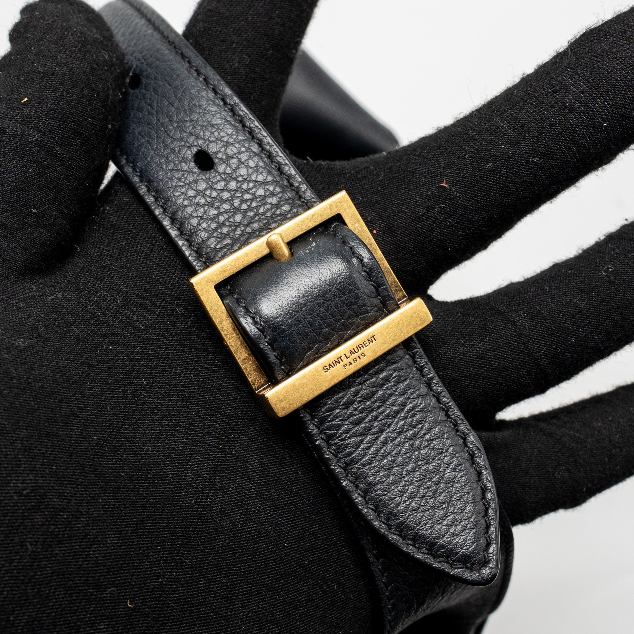 SAINT LAURENT LE 5 A 7 SOFT SMALL BAG CALFSKIN BLACK GHW