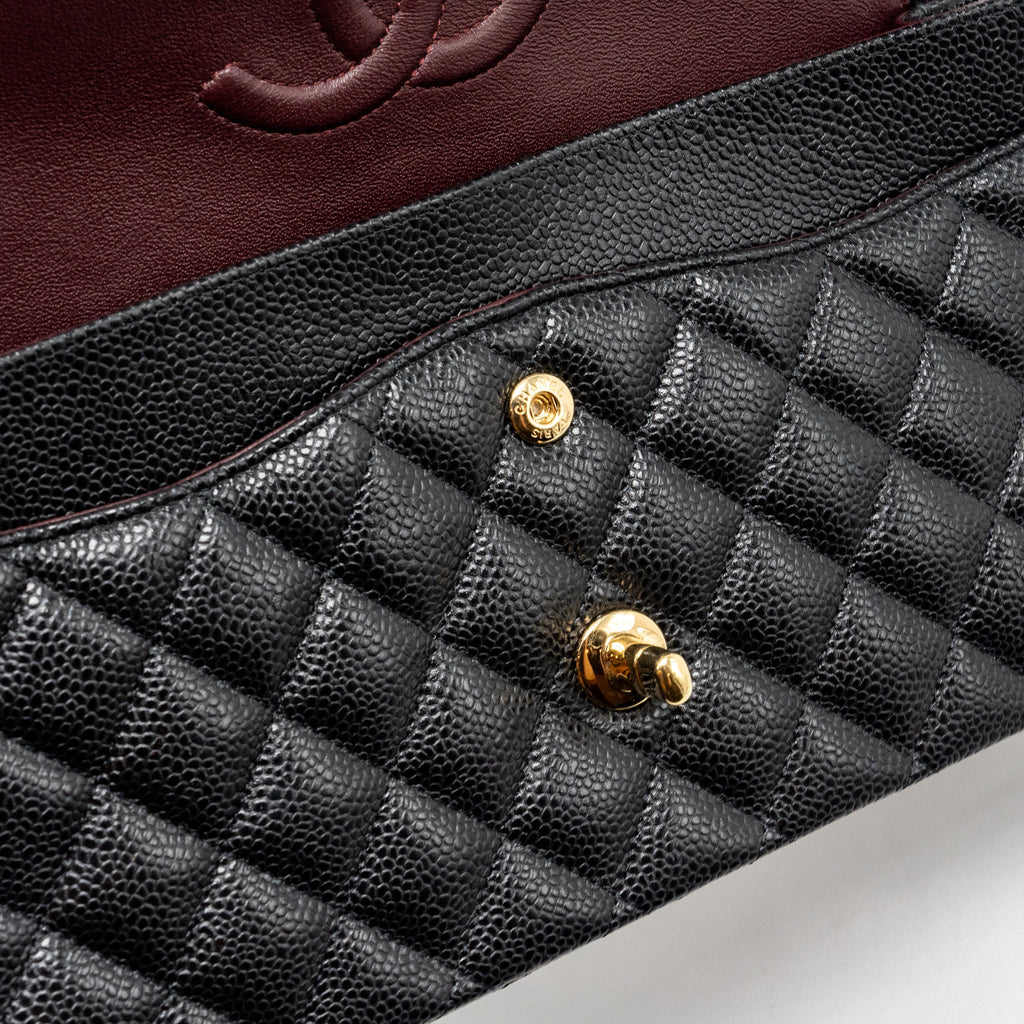 CHANEL MEDIUM CLASSIC DOUBLE FLAP BAG CAVIAR BLACK GHW