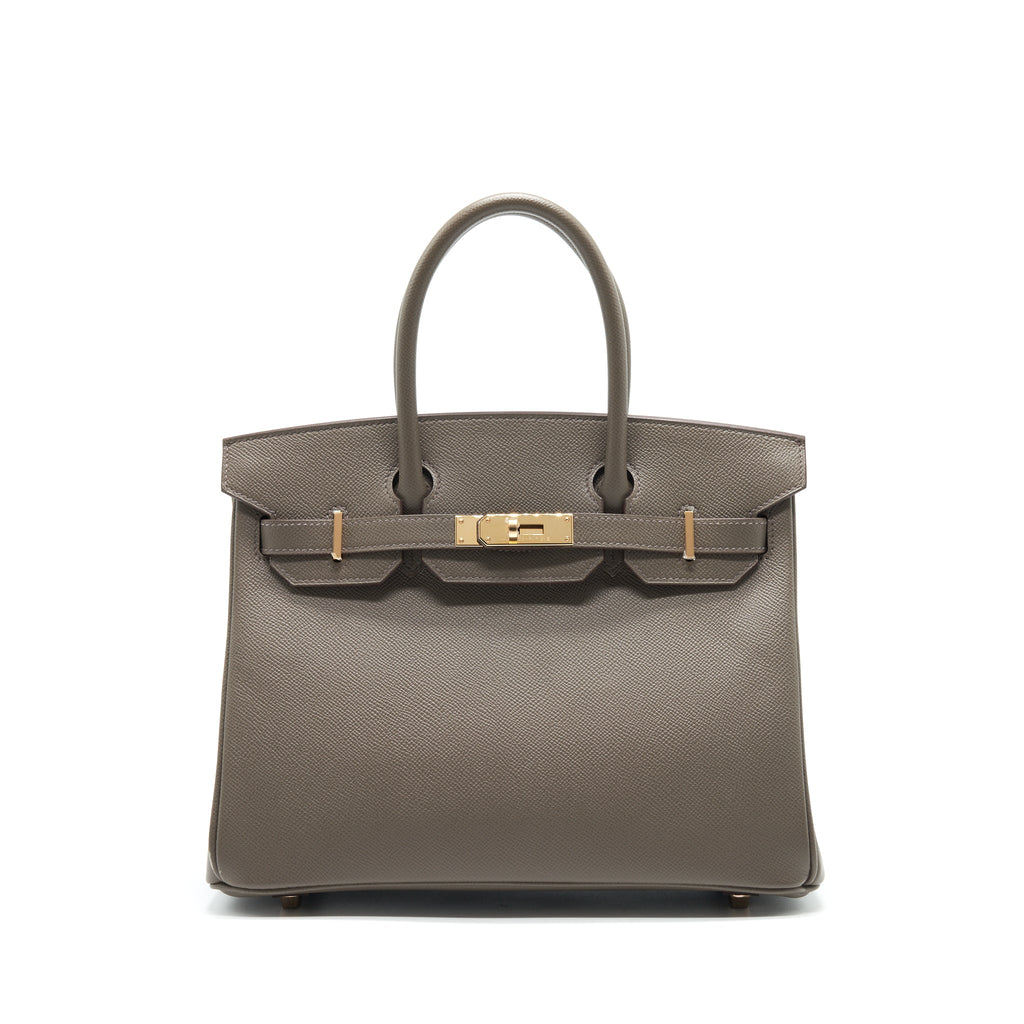 HERMES BIRKIN 30 8F GRIS ETAIN EPSOM LEATHER RGHW