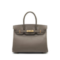 HERMES BIRKIN 30 8F GRIS ETAIN EPSOM LEATHER RGHW