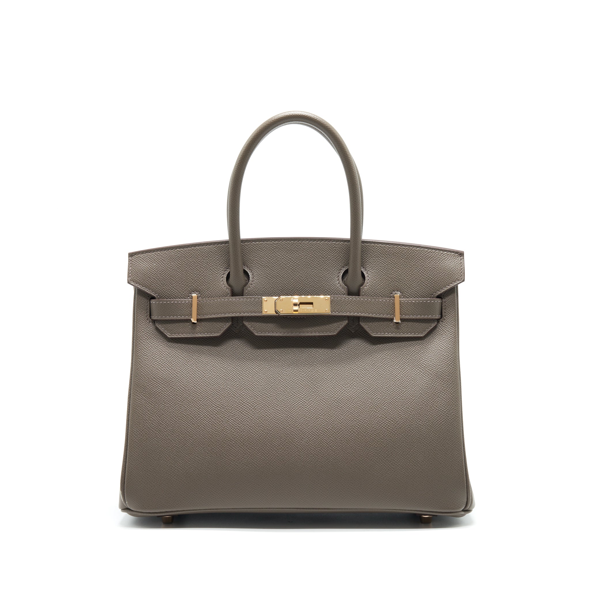 HERMES BIRKIN 30 8F GRIS ETAIN EPSOM LEATHER RGHW