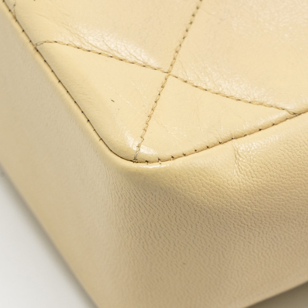 CHANEL VINTAGE QUILTED ENVELOPE FLAP BAG LAMBSKIN BEIGE / BLACK GHW