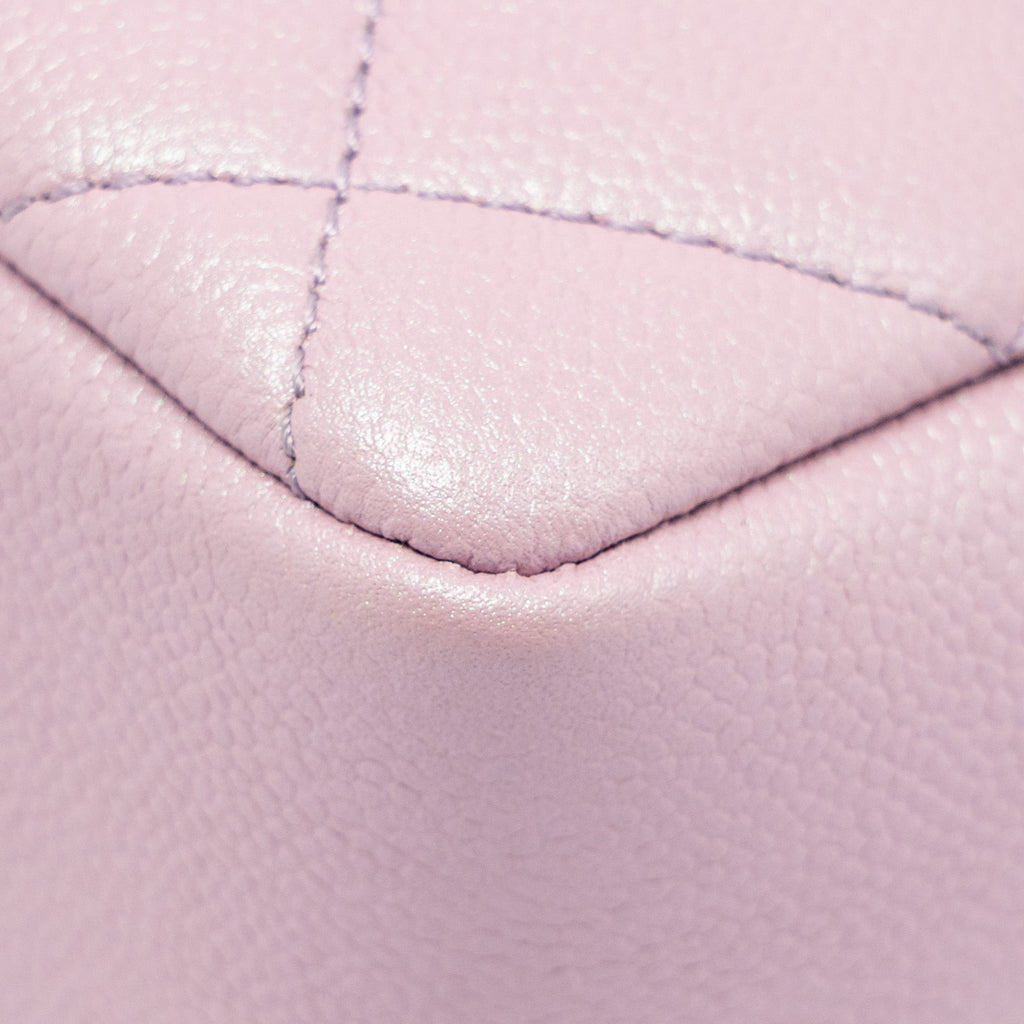 CHANEL 21K MY PERFECT MINI FLAP BAG CAVIAR IRIDESCENT PINK GHW (MICROCHIP)